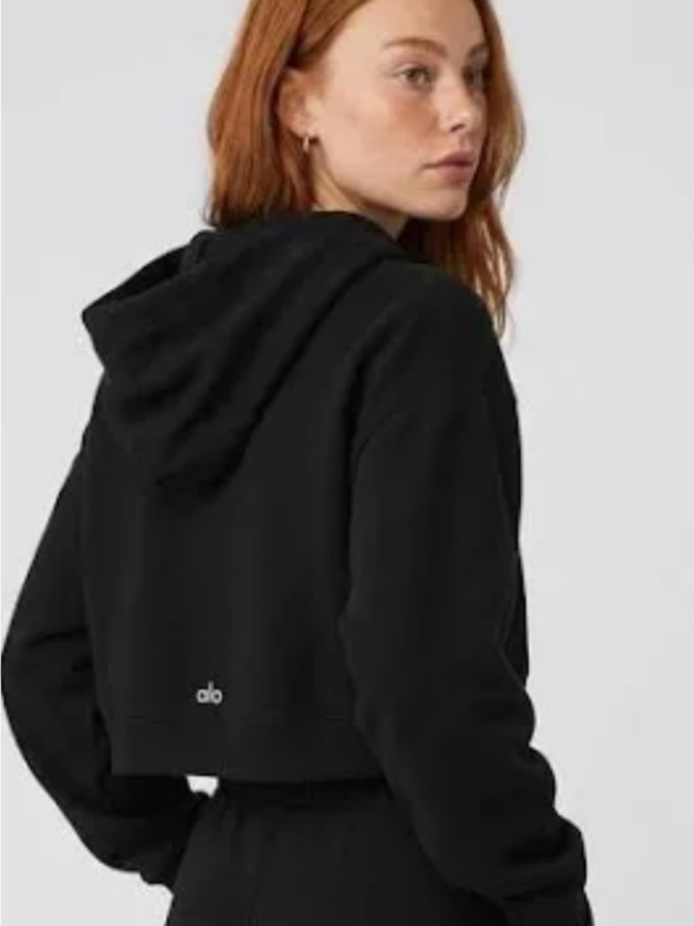 Alo Yoga Cropped Zipper Hoodie in Black Size small full zipper nwt